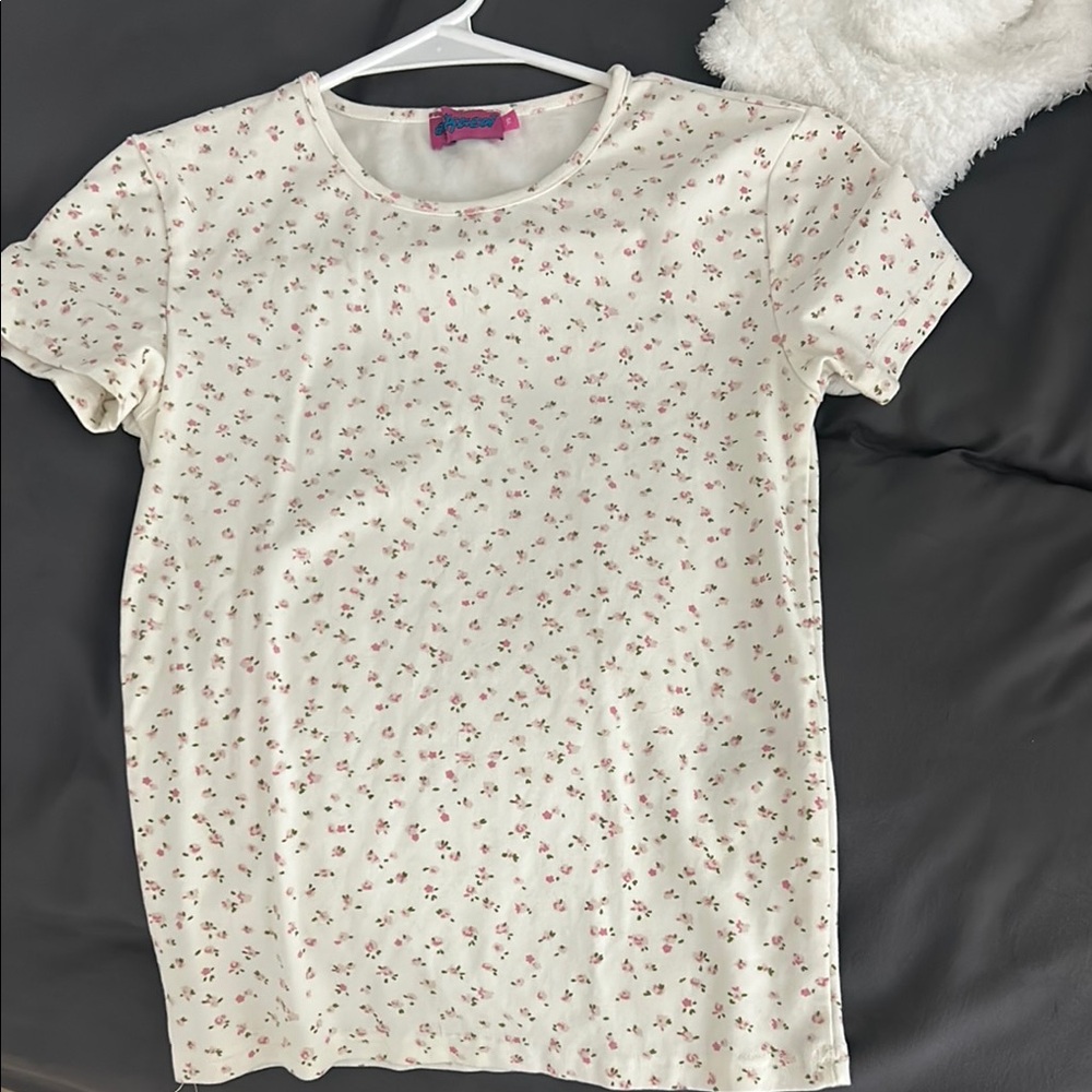 Floral Print Cream T-Shirt
